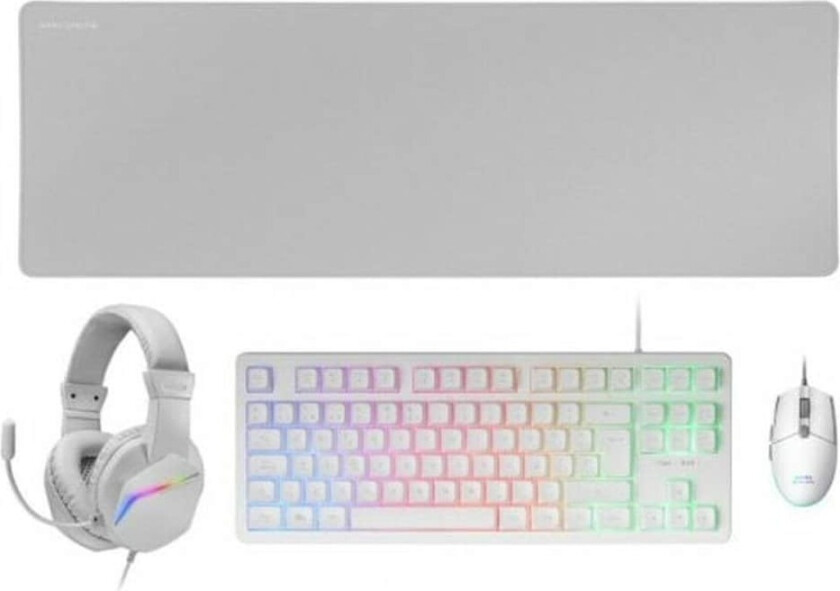 Tastatur og Mus Mars Gaming MCPRGB3WES Hvit
