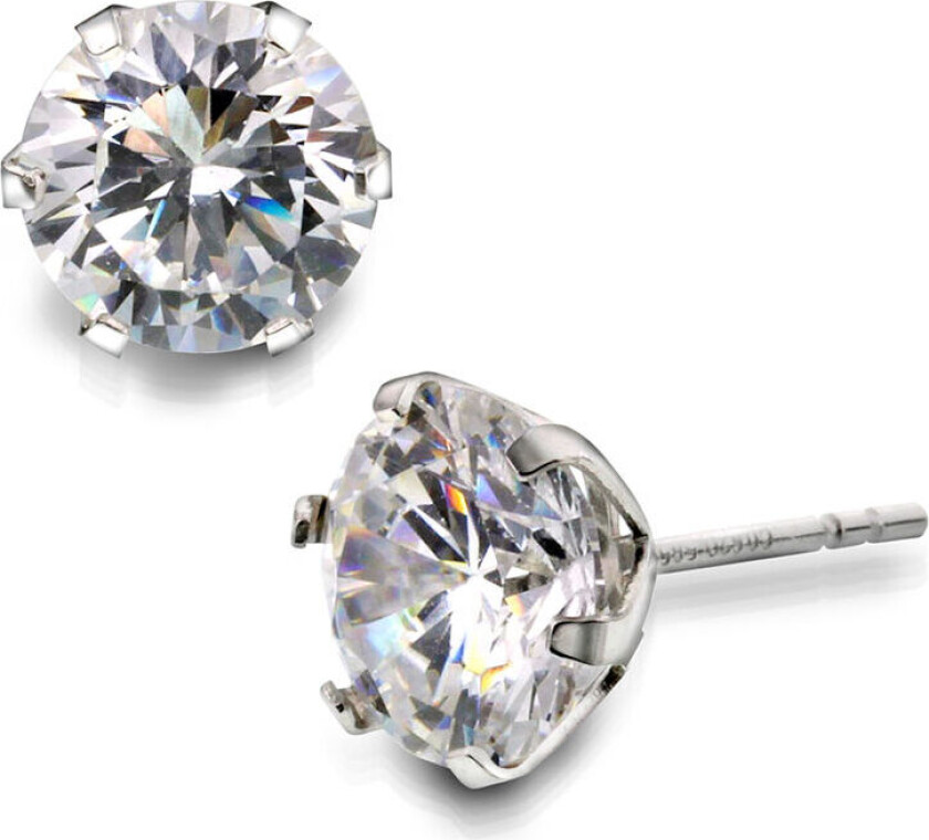 , Øredobber i 585 hvitt gull med zirkonia