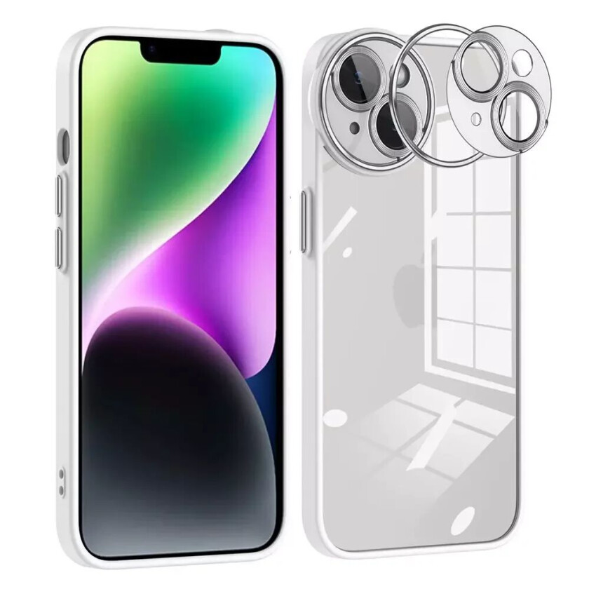 Iphone 14 Hybrid Plastdeksel med Kamerabeskyttelse - Hvit