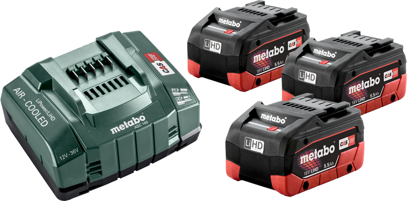 Bilde av 685074000, Batteri- og ladersett, Lithium-Ion High Density (LiHD), 5,5 Ah, 18 V, , Svart, Grønn, Rød