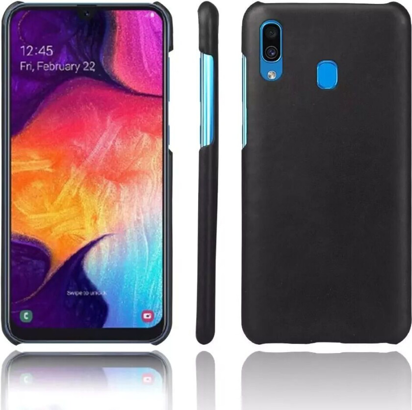 Samsung Galaxy A30 Svart Skinn Belagt Deksel