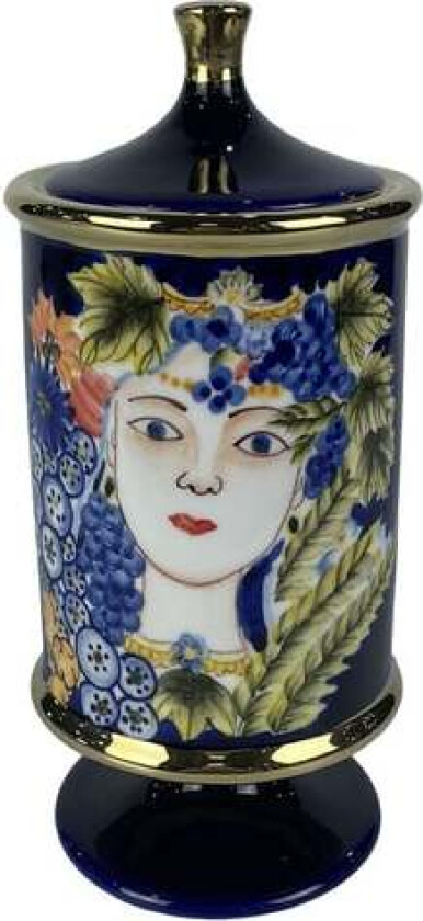 Vase DKD Home Decor Face Porselen Blå 11 x 11 x 25 cm Flerfarget