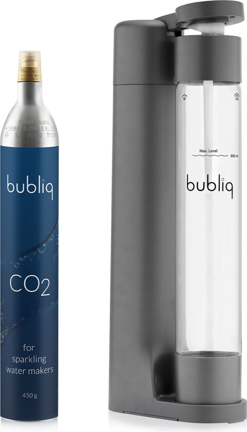 Matte grey bubliq drink carbonator incl. gas cylin