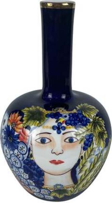 Vase DKD Home Decor Ansikt Porselen Blå Flerfarget 17 x 17 x 30 cm