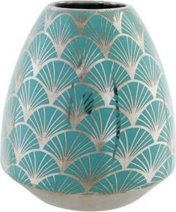 Vase DKD Home Decor Porselen Turkis Oriental Forkrommet 16 x 16 x 18 cm