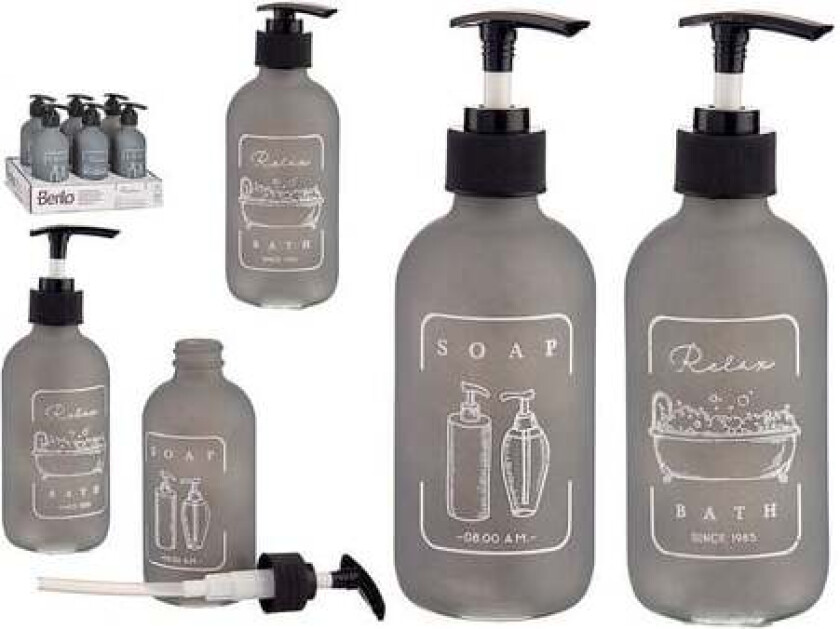 Såpedispenser Sort Grå 250 ml Glass polypropylen