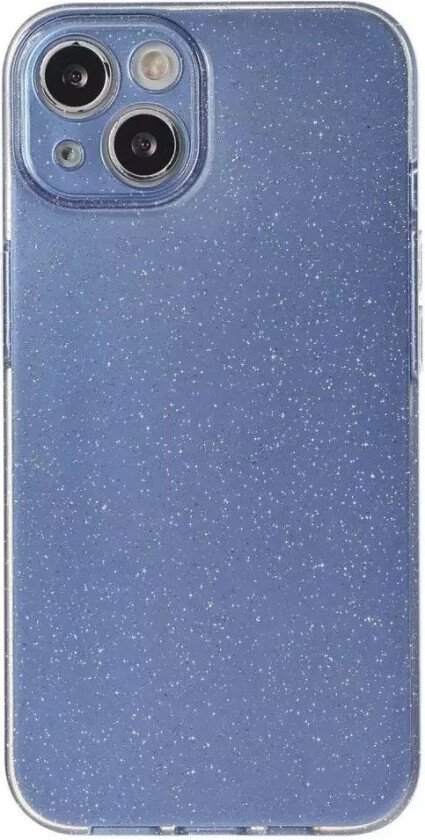 iPhone 15 Fleksibelt Plastdeksel med Glitter - Blå