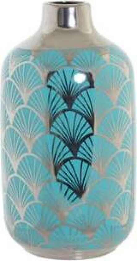 Vase DKD Home Decor 13 x 13 x 26 cm Porselen Turkis Orientalsk forkrommet
