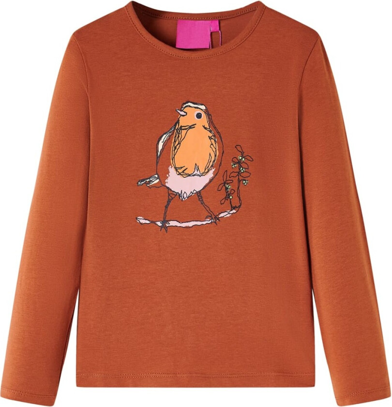 T-skjorte for barn med lange ermer konjakk 128