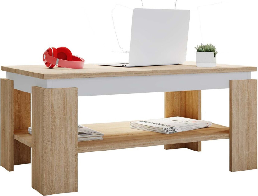 Rolas sofabord 1 hylle eik dekor, hvit.