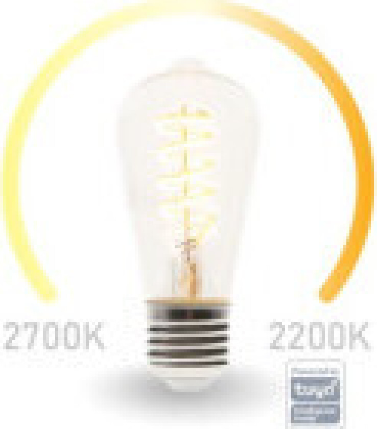 Smart Wifi Filament Pære - Varm hvit & Intens varm hvit - E27 - St64