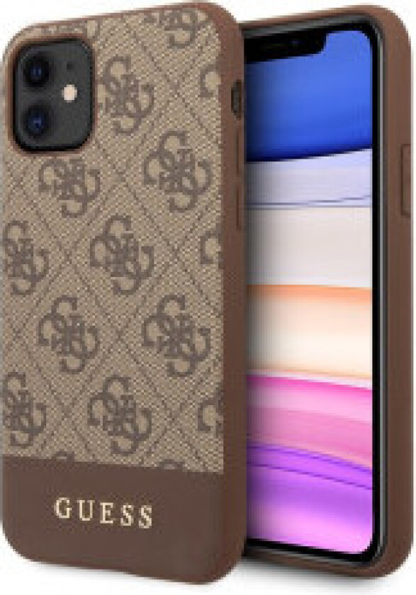 Guess GUHCN61G4GLBR iPhone 11 6.1" / Xr brown/brown hard case 4G Stripe Collection
