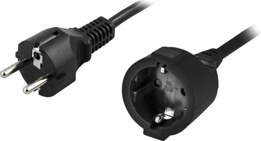 DEL-112U - Strømforlengelseskabel - power CEE 7/7 til CEE 7/4 - 10 m - rett kontakt - svart