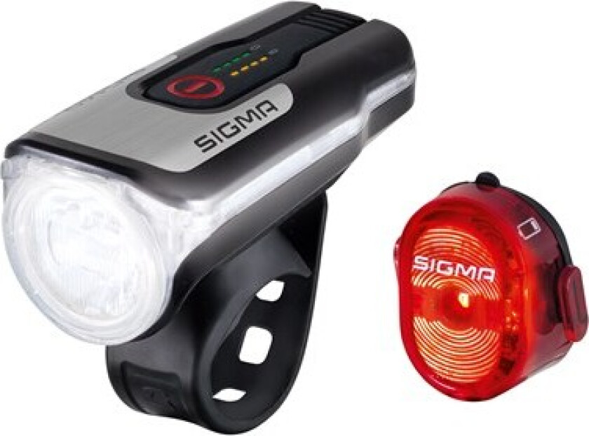Bilde av Sport Aura 80 + Nugget II Set, Frontlys + baklys (sett), Sort, Aluminium, Plast, IPX4, LED, Rød/hvit