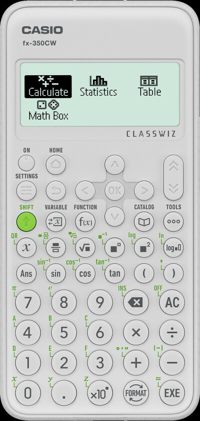 Classwiz FX-350EX, Lomme, Vitenskaplig, 16 sifre, Batteri, Sort