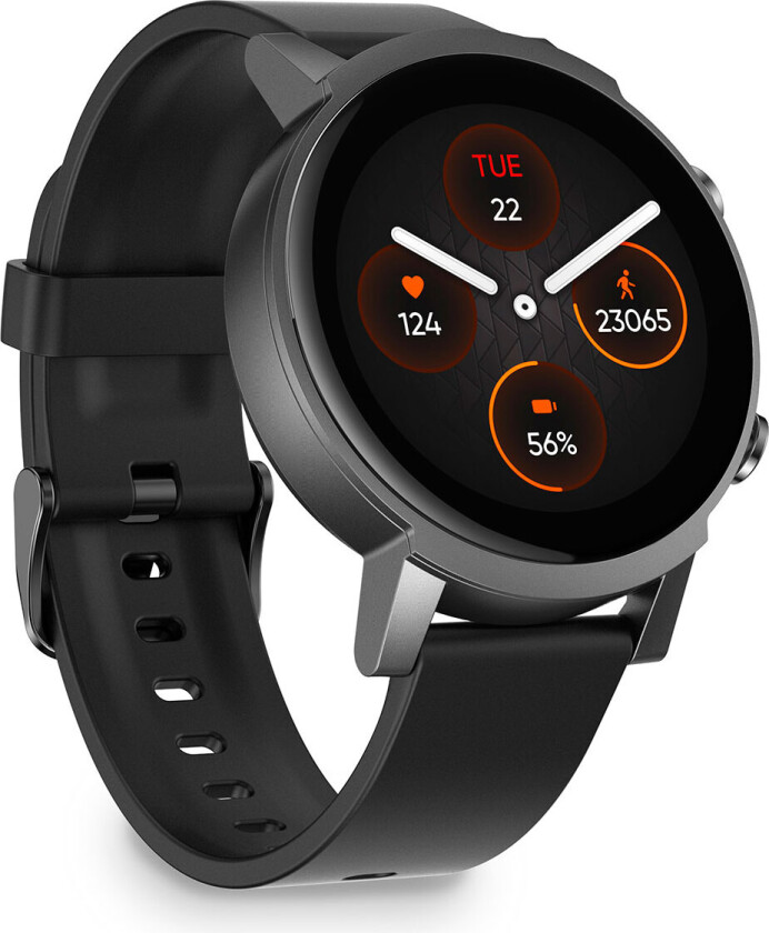 Ticwatch E3 - Pantersvart - smartklokke med bånd - silikongummi - svart - display 1.3" - farge/monokrom (dobbeltlag) - 8 GB - Wi-Fi, NFC, Blue