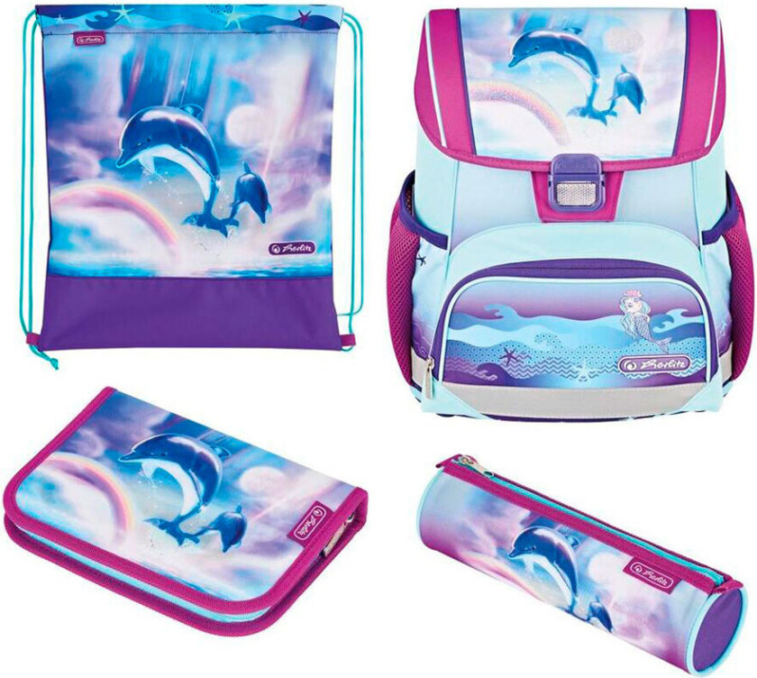 Herlitz Loop Plus Ocean in Heaven, Pencil pouch, Sport bag, Pennal, Skolesekk, Jente, Barneskole, Ryggsekk, 16 l, Forlomme, Sidelomme
