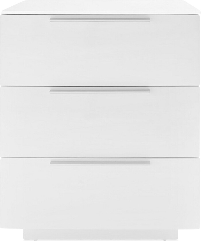 Nola Nattbord 50 cm med Oppbevaring 3 Skuffer - Hvit