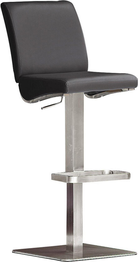Diaz Barstol Kvadrat Stål - Svart Lær