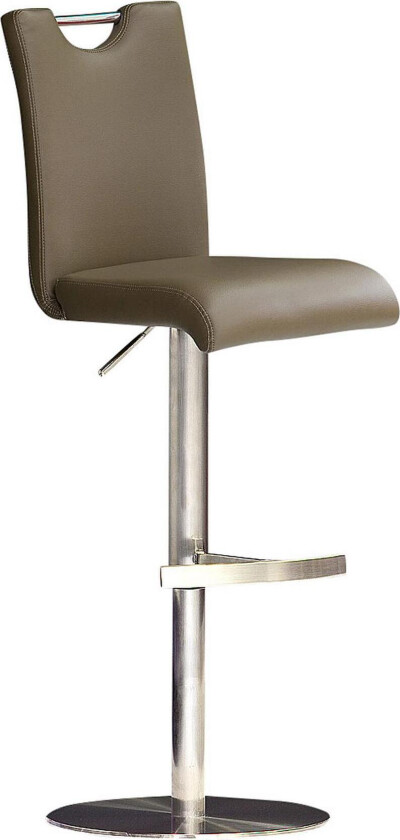 Bardo Barstol Rund fot Stål - Cappuccino Lær