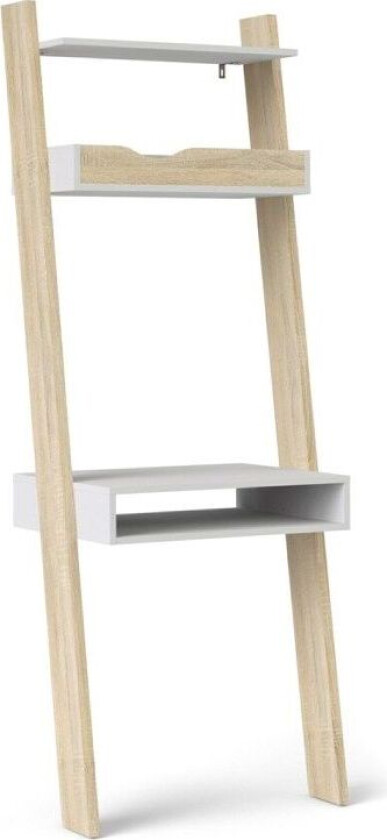 Napoli skrivebord 1 rom, 1 bakke og 1 hylle hvit, eik struktur dekor.