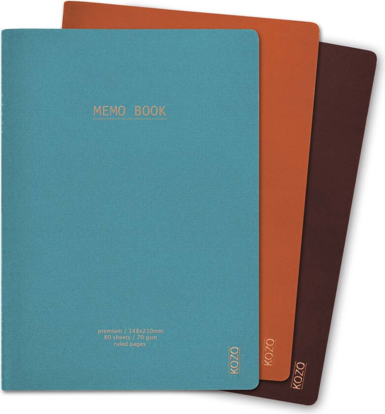 Notatbok Kozo Coffee A5 Bric Steel Blue (3Pk)