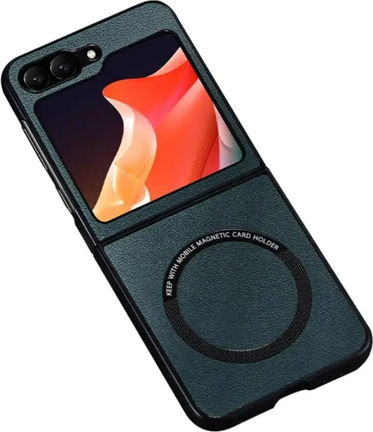 Samsung Galaxy Z Flip6 Skinnkledd Plast Deksel - MagSafe Kompatibel - Grønn