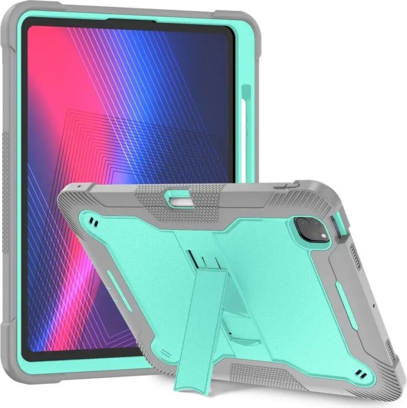 iPad Pro 13" (2024) Håndverker Deksel m. Stativ - Grå / Grønn