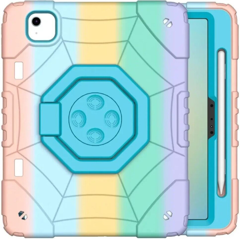 iPad Air 11" (2024) Barnedeksel m. Stativ & Håndtak - Regnbue