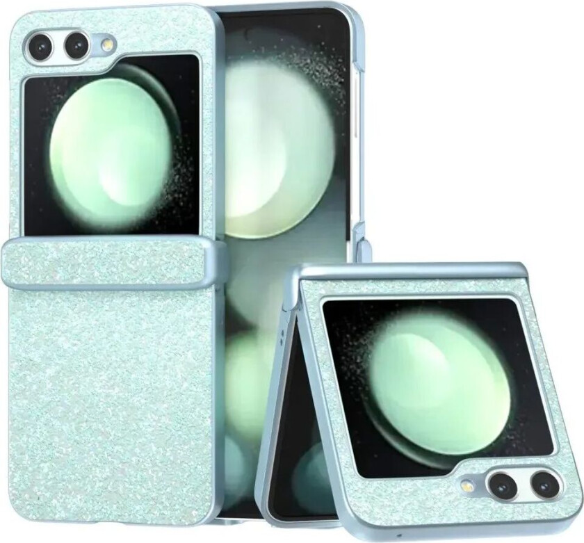 Samsung Galaxy Z Flip6 Skinnkledd Glitrende Plast Deksel - Mint Grønn