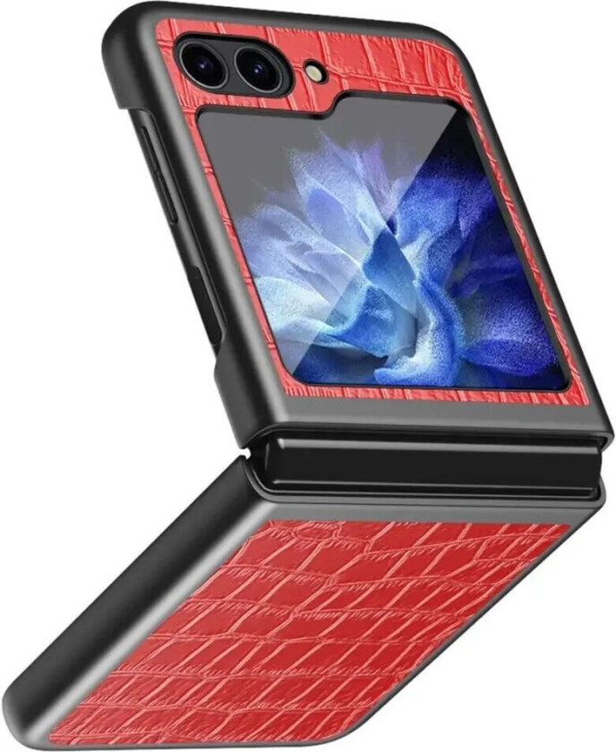 Samsung Galaxy Z Flip6 Skinnkledd Plast Deksel m. Tekstur - Rød