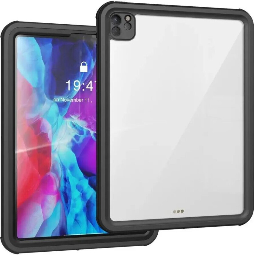 iPad Pro 11" (2022 / 2021 / 2020 / 2018) Vanntett Håndverkerdeksel med Skjermbeskytter - Gjennomsiktig / Svart