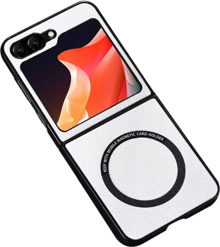 Samsung Galaxy Z Flip6 Skinnkledd Plast Deksel - MagSafe Kompatibel - Hvit