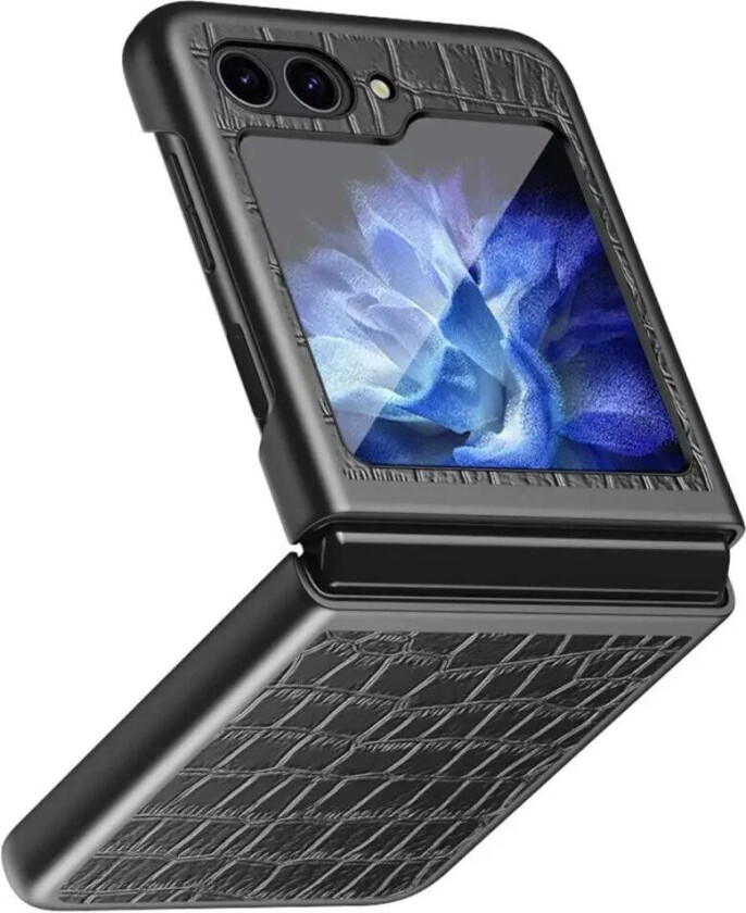 Samsung Galaxy Z Flip6 Skinnkledd Plast Deksel m. Tekstur - Svart