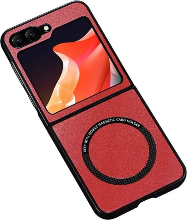 Samsung Galaxy Z Flip6 Skinnkledd Plast Deksel - MagSafe Kompatibel - Rød