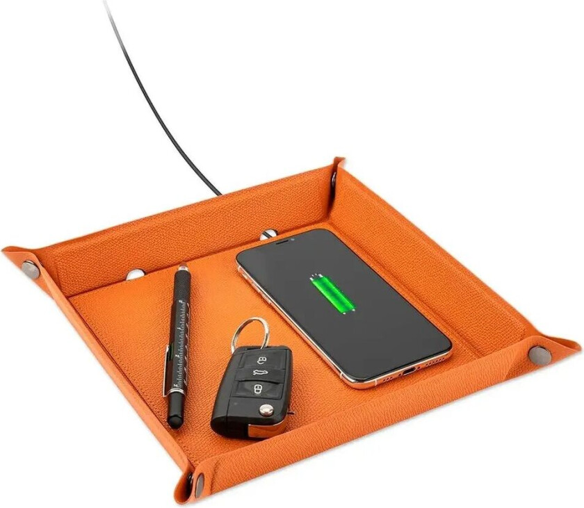 Pocket Tray Organizer - Lommebrett m. Trådløs Lader 15W - Svart / Brun