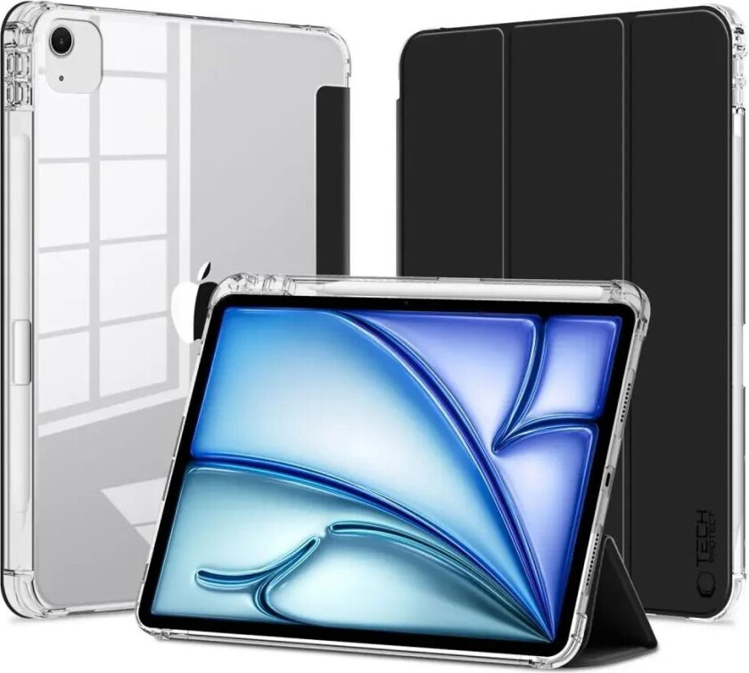 iPad Air 13" (2024) Tech-Protect SC Hybrid Deksel m. Apple Pencil Holder - Svart / Gjennomsiktig