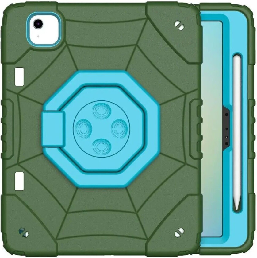 iPad Air 11" (2024) Barnedeksel m. Stativ & Håndtak - Mørkegrønn