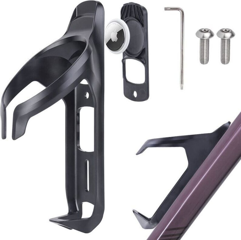 Sykkel Airtag Mount Vannflaskeholder - Svart