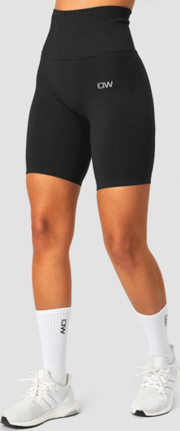 Ribbed Define Seamless Pocket Biker Shorts, Black