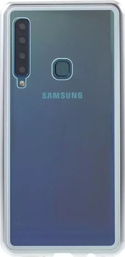 Samsung Galaxy A9 (2018) Magnetisk Deksel m. Glassbakside - Hvit