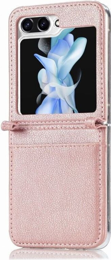 Lær deksel med kortplass Samsung Galaxy Z Flip 5 - Rose