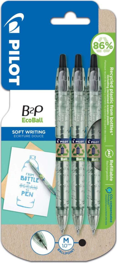 Kulepenn Pilot B2P Ecoball 1,0 sort (3)