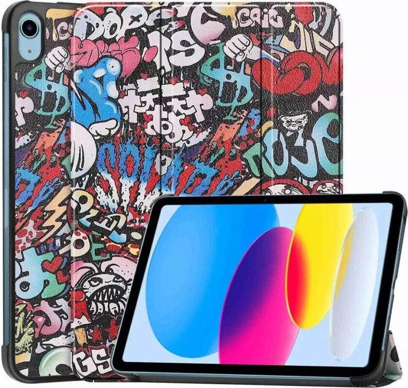 iPad 10.9" (2022) Tri-Fold Flip Deksel I Skinn - Graffiti