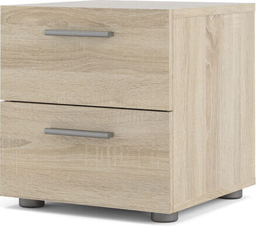 Petra nattbord med 2 skuffer, eik dekor.