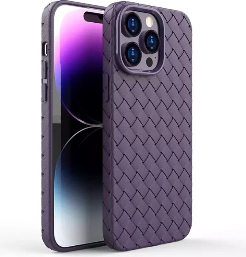 iPhone 15 Fleksibelt Plastdeksel - Flettet Design - Lilla