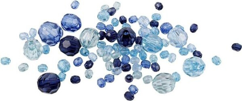 Harmoni Fasetterte Plastperler Miks Blå Harmoni 45 G