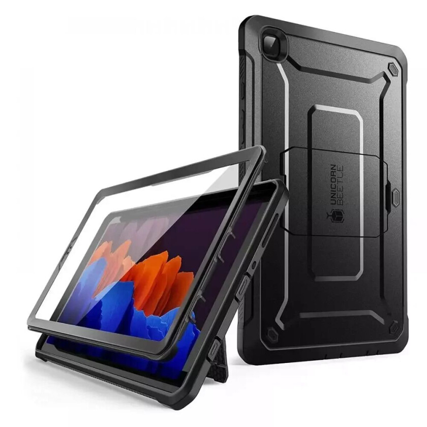SUPCASE Samsung Galaxy Tab A7 Lite 8.7" 2021 Håndverker Deksel - Supcase Beetle Unicorn Pro Bak Deksel m. Skjermbeskytter - Svart