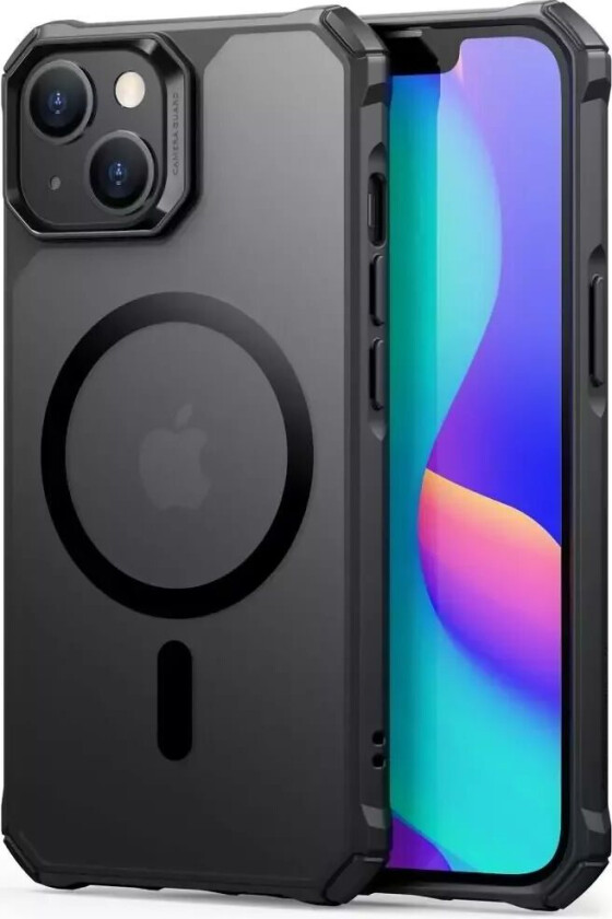 iPhone 14 Plus Air Armor Halolock Deksel - MagSafe Kompatibel - Svart / Gjennomsiktig
