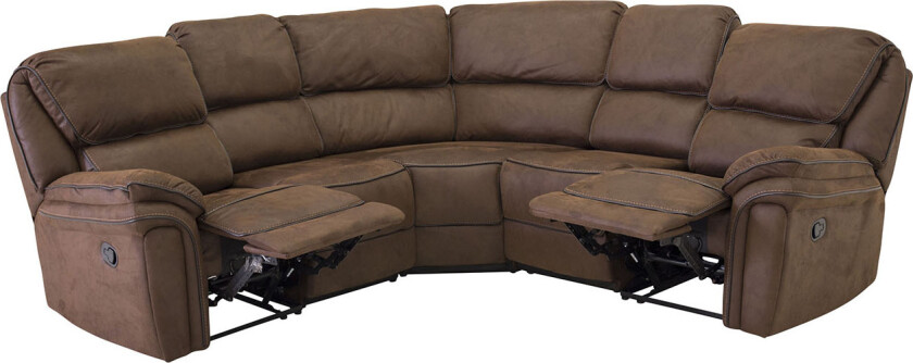Saranda sofa hjørnesofa recliner PU kunstskinn brun.